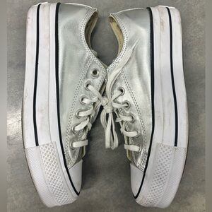 Women’s Platform Silver Metallic Converse Size 7